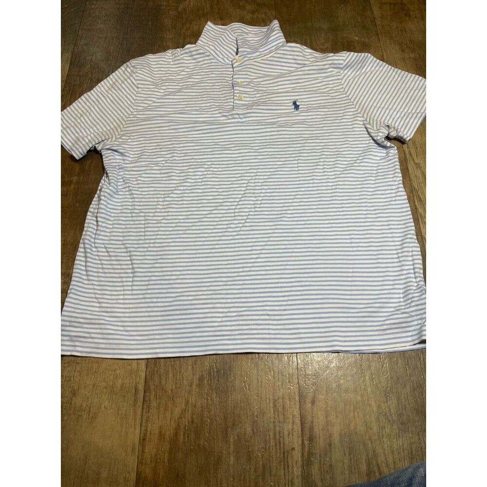 Polo Ralph Lauren Shirt Mens XL Blue Striped Short Sleeve Collared